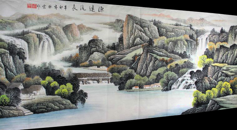 山水瀑布畫